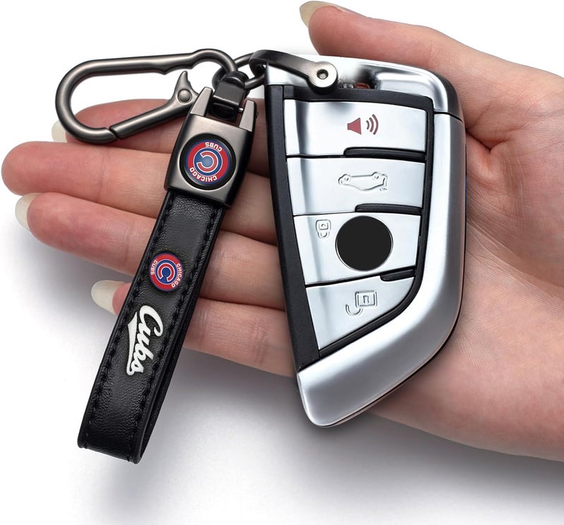 Kaleduo for Chicago Cubs Baseball Fans Car Keychain with Tire Valve Caps, Car Keyring and Valve Stem Caps Compatible with Key Fob Holder, Delicate Gifts for Men Women, Cubs - Image 4